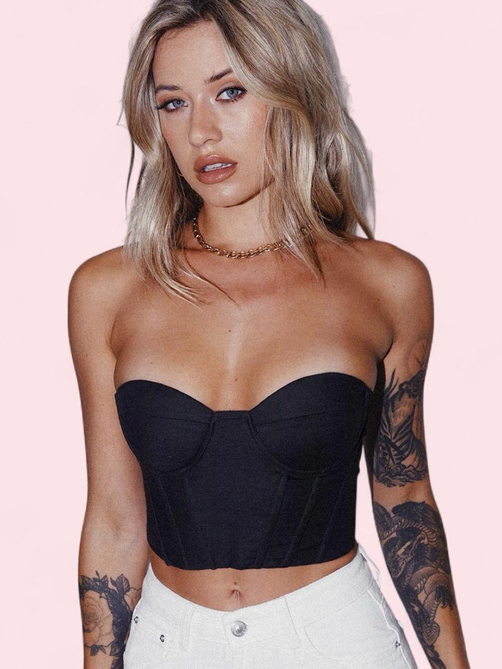 Princess Polly Black Satin Corset Top